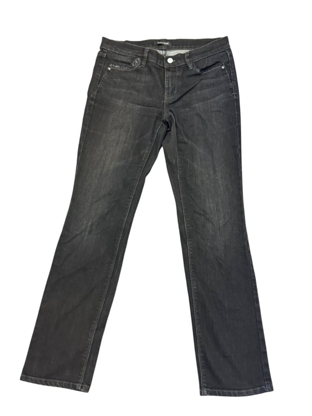 White House Black Market Womens Black Denim Jeans With Lace & Studded Details